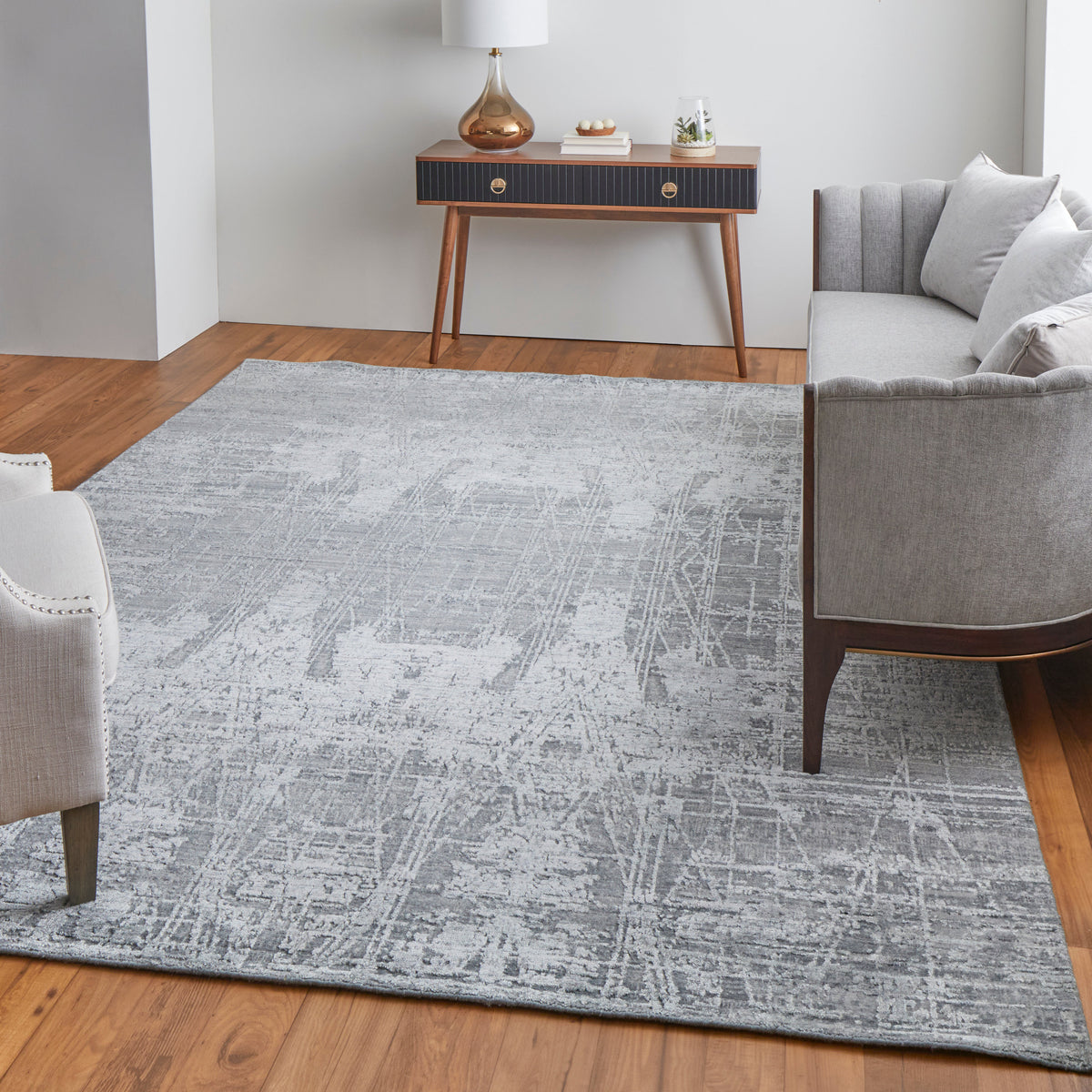 Eastfield Modern/Casual Abstract/Distressed Gray 69A5 - Feizy Rug