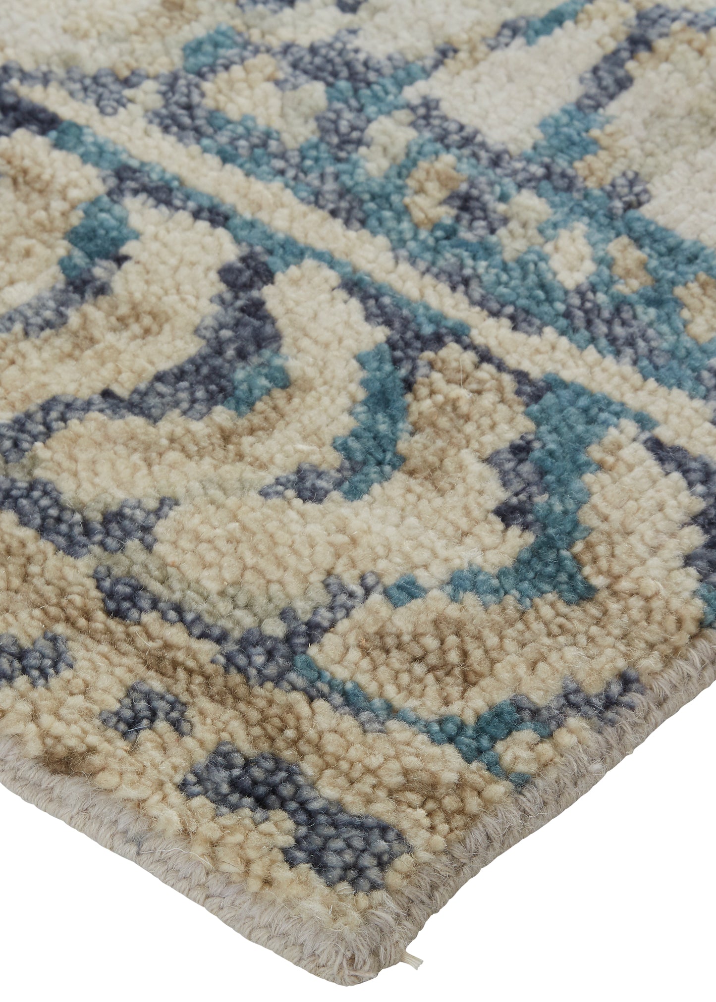 Palomar Transitional/Farmhouse Geometric Tan/Blue - Feizy Rug