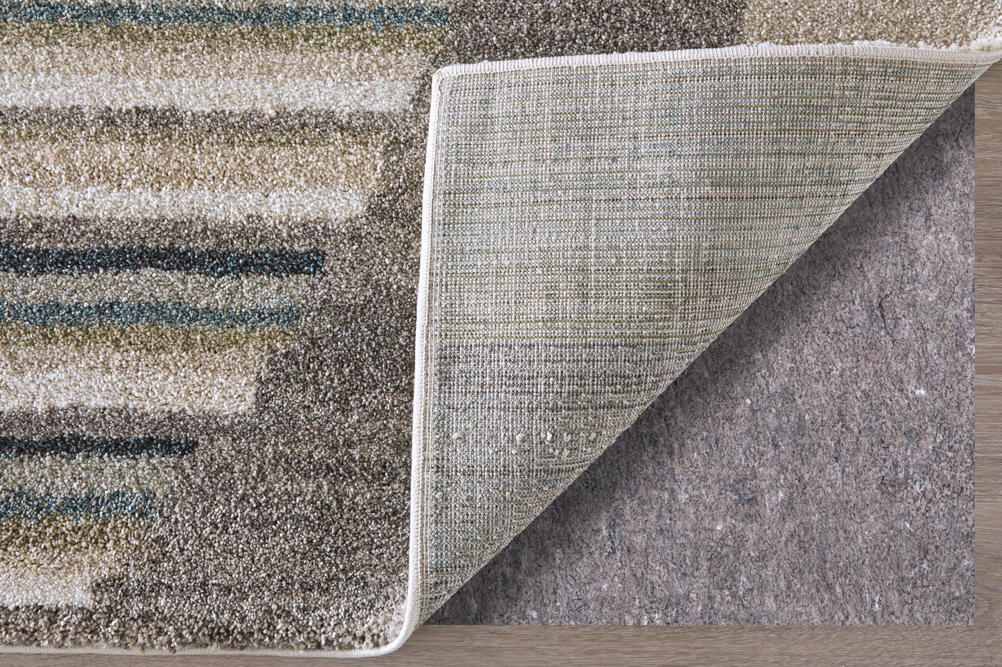 Richmond Modern/Bohemian & Eclectic/Global Abstract/Geometric/Stripes Ivory/Gray/Blue - Feizy Rug