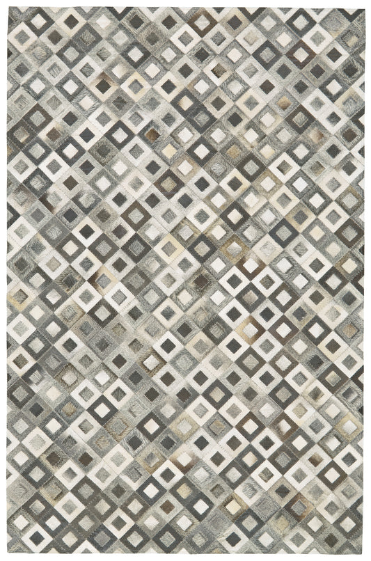 Estelle Transitional/Farmhouse/Cabin & Lodge Animal Print/Patchwork/Geometric White/Black/Gray - Feizy Rug