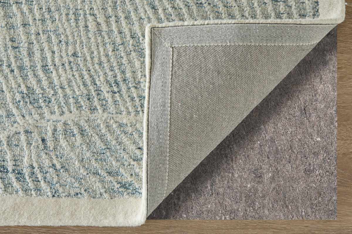 Winston Modern/Nautical & Coastal Floral & Botanical/Bordered/Abstract Blue/Ivory - Feizy Rug
