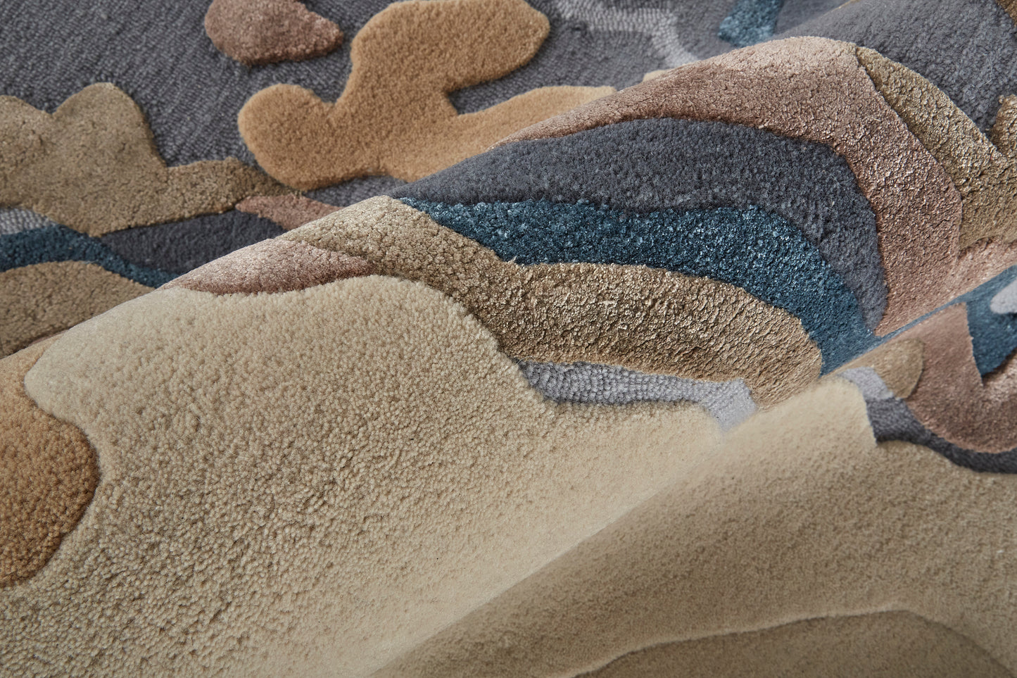 Serrano Transitional/Industrial/Casual Abstract/Watercolor Tan/Brown/Blue - Feizy Rug