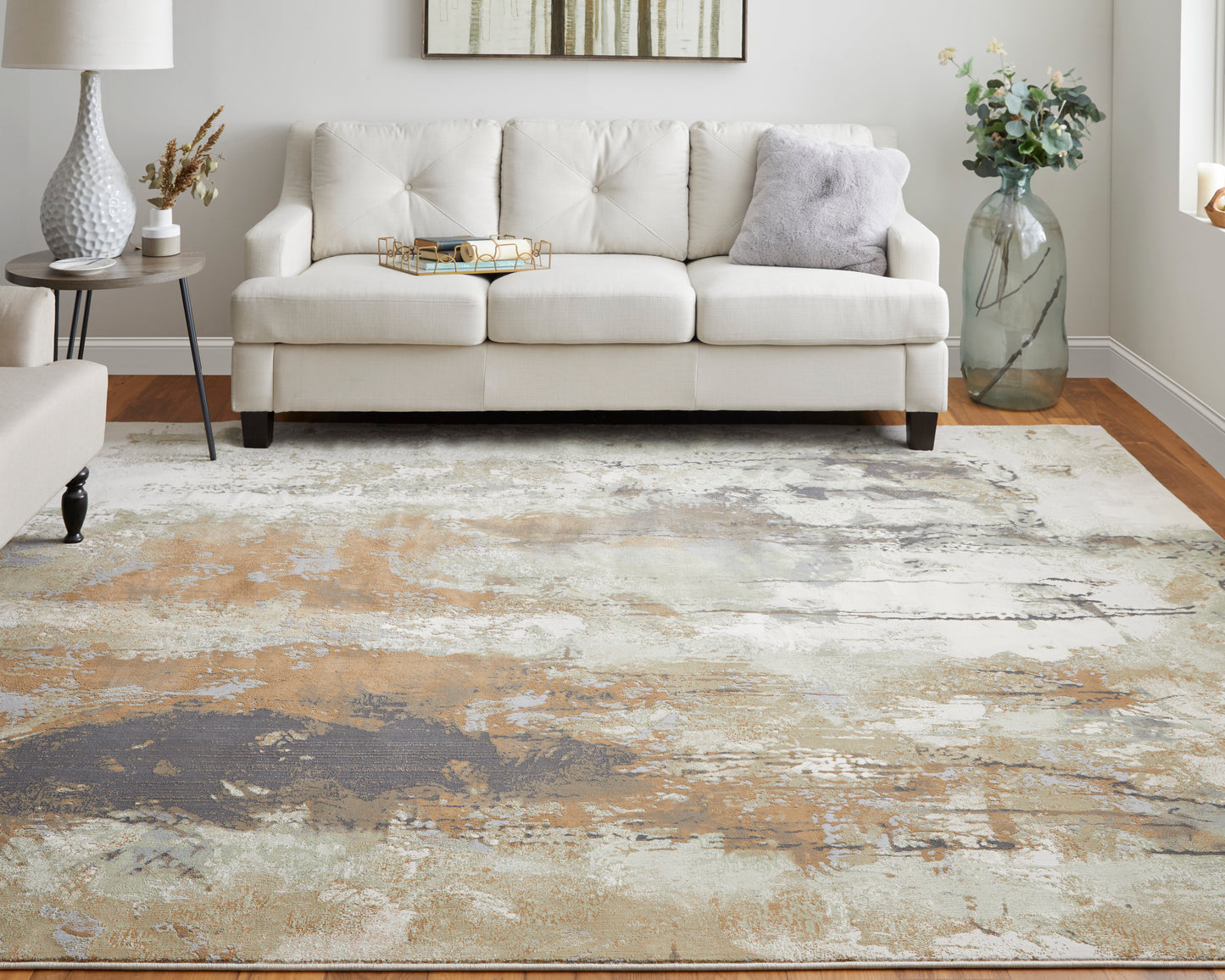 Clio Modern/Industrial/Casual Orange/Purple/Green Area Rug