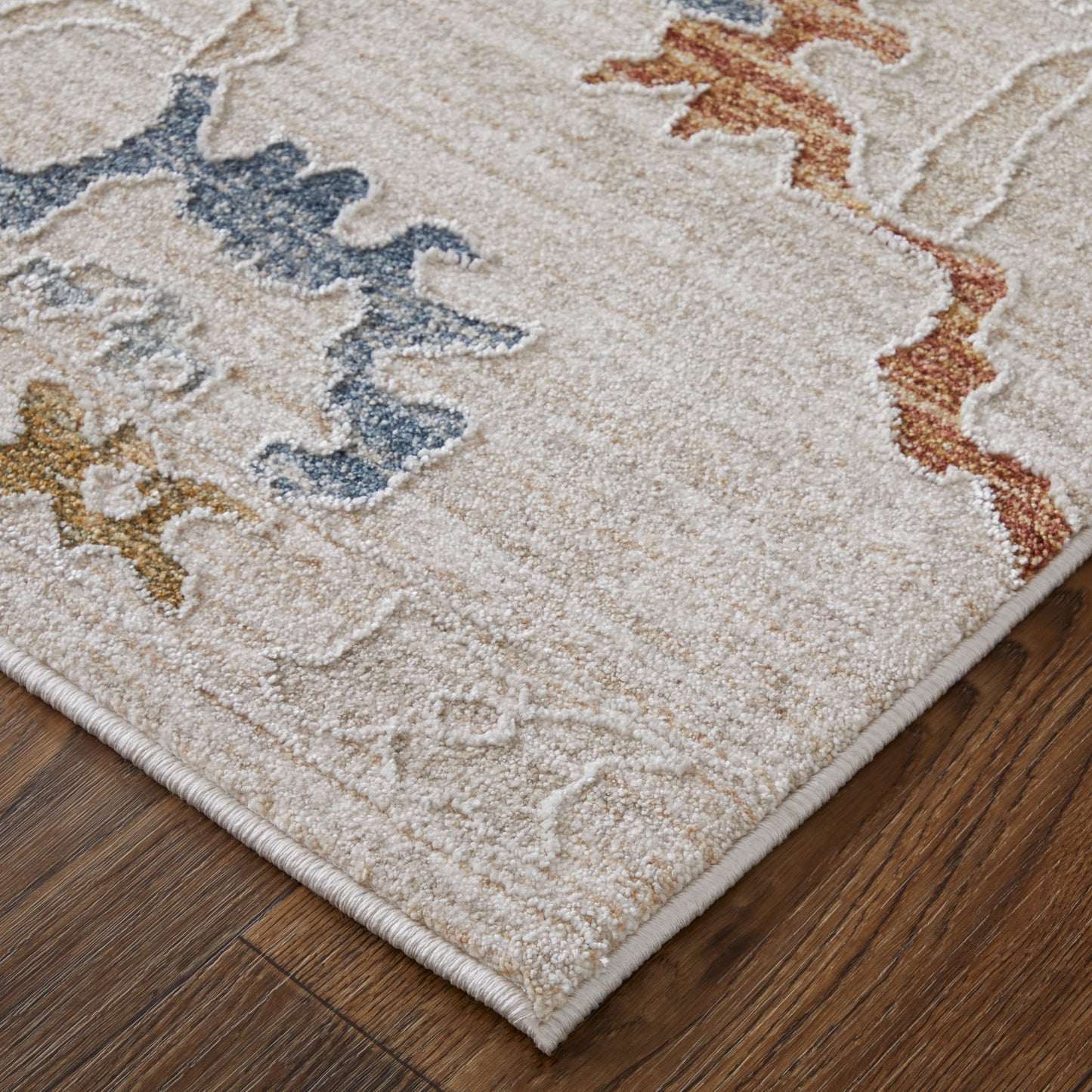 Pasha Transitional/Bohemian & Eclectic/Cottage Floral & Botanical/Distressed/Abstract Ivory/Blue/Gold - Feizy Rug