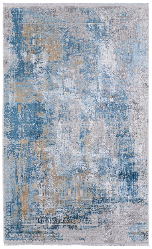 Cadiz Modern/Industrial/Luxury & Glam Blue/Gray/Gold Accent Rug