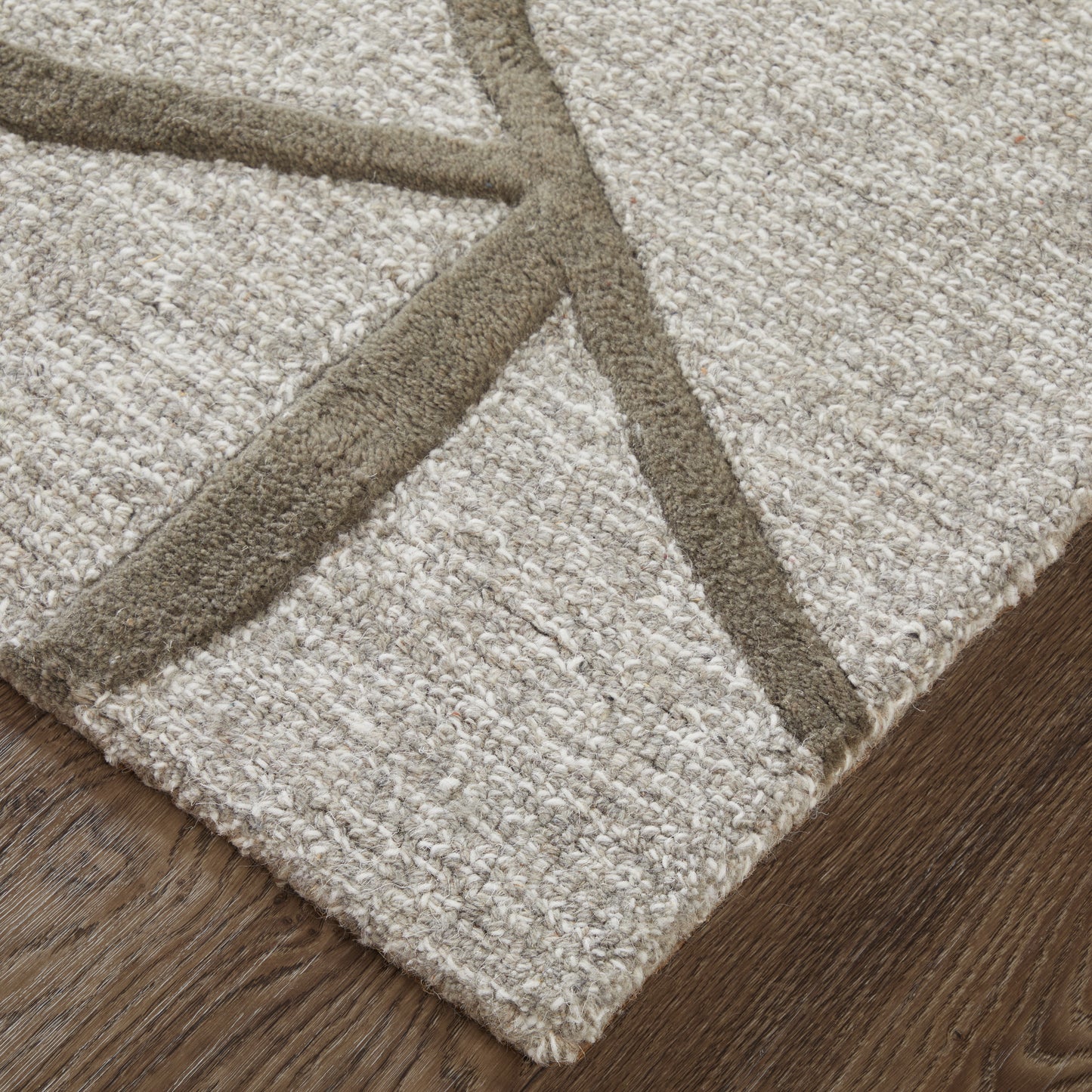 Kimball Transitional/Industrial Abstract/Geometric Gray/Taupe/Ivory - Feizy Rug