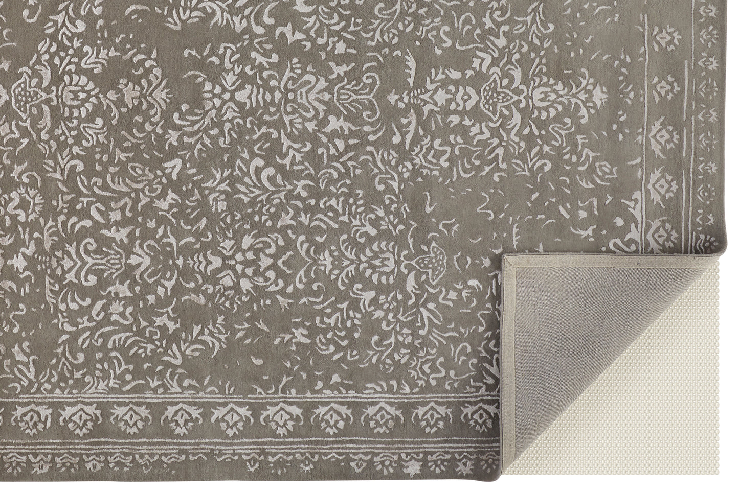 Bella Transitional/Bohemian & Eclectic/Casual Oriental/Bordered/Floral & Botanical Gray/Taupe/Silver - Feizy Rug