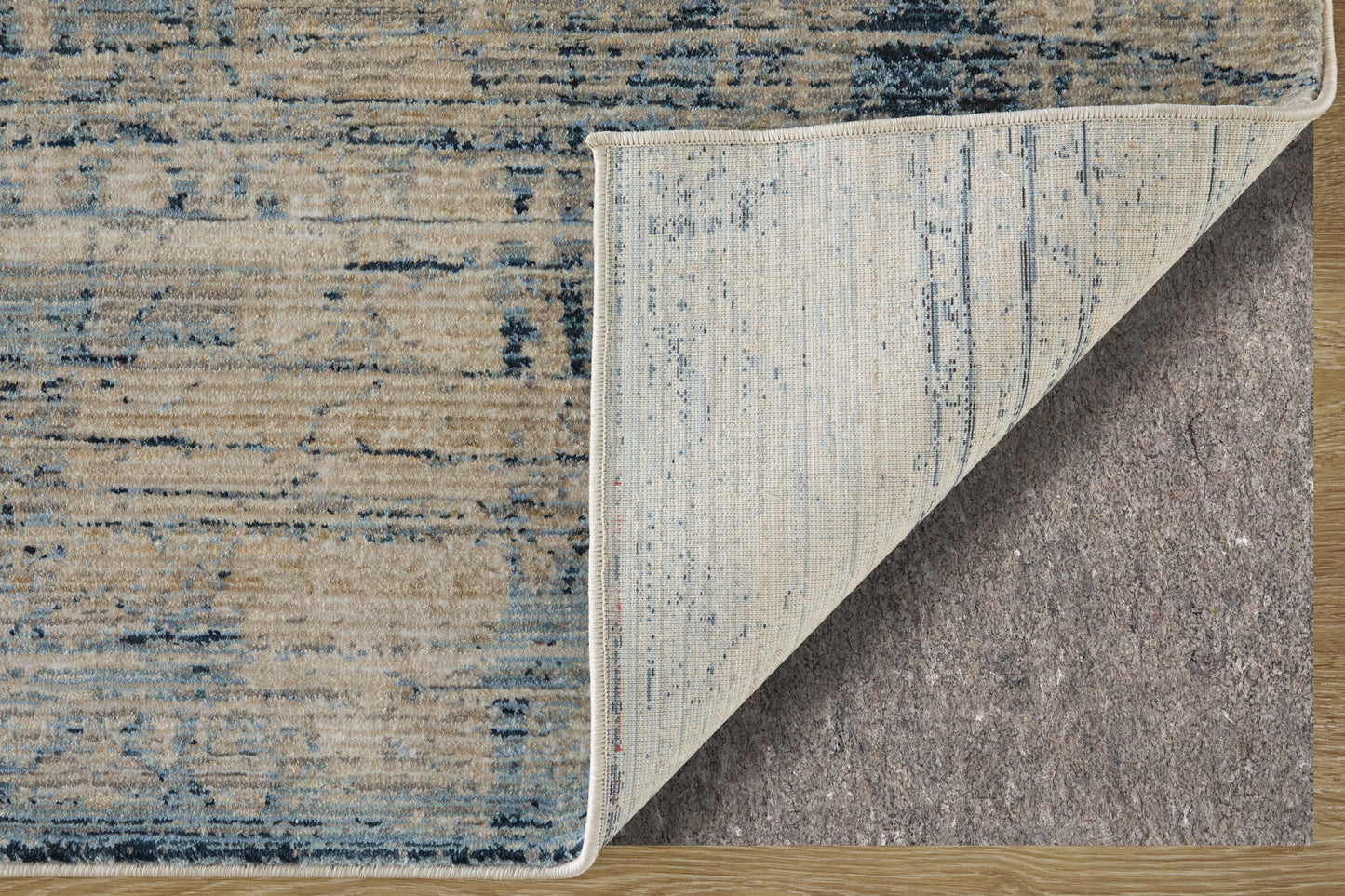 Sonora Modern/Industrial Abstract/Stripes/Distressed Blue/Ivory/Gray - Feizy Rug