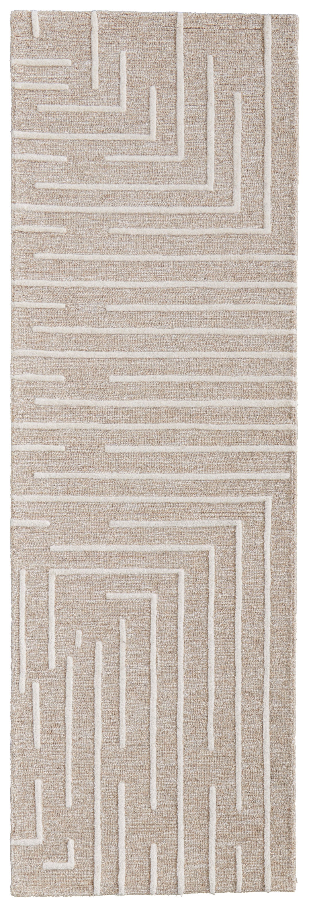 Fenner Transitional/Farmhouse/Casual Taupe/Ivory Runner  Feizy Rugs Small Parcel,Feizy Rugs,Fenner,Taupe/Ivory,2'6" x 8',Runner,Wool,Transitional/Farmhouse/Casual,India