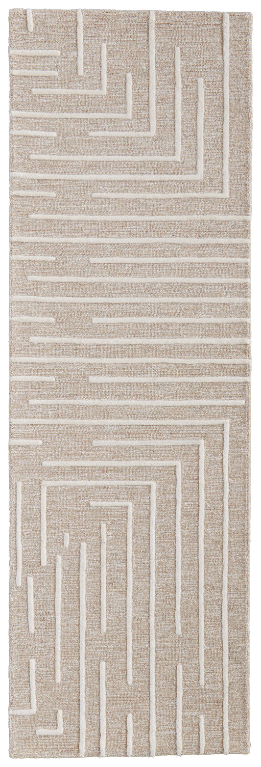 Fenner Transitional/Farmhouse/Casual Taupe/Ivory Runner  Feizy Rugs Small Parcel,Feizy Rugs,Fenner,Taupe/Ivory,2'6" x 8',Runner,Wool,Transitional/Farmhouse/Casual,India