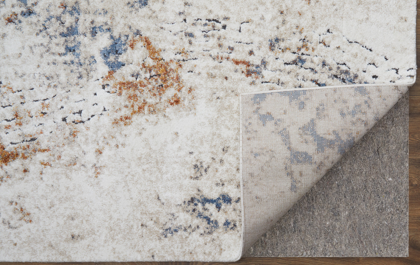 Gilmore Modern/Bohemian & Eclectic/Casual Abstract/Watercolor Ivory/Blue/Orange - Feizy Rug