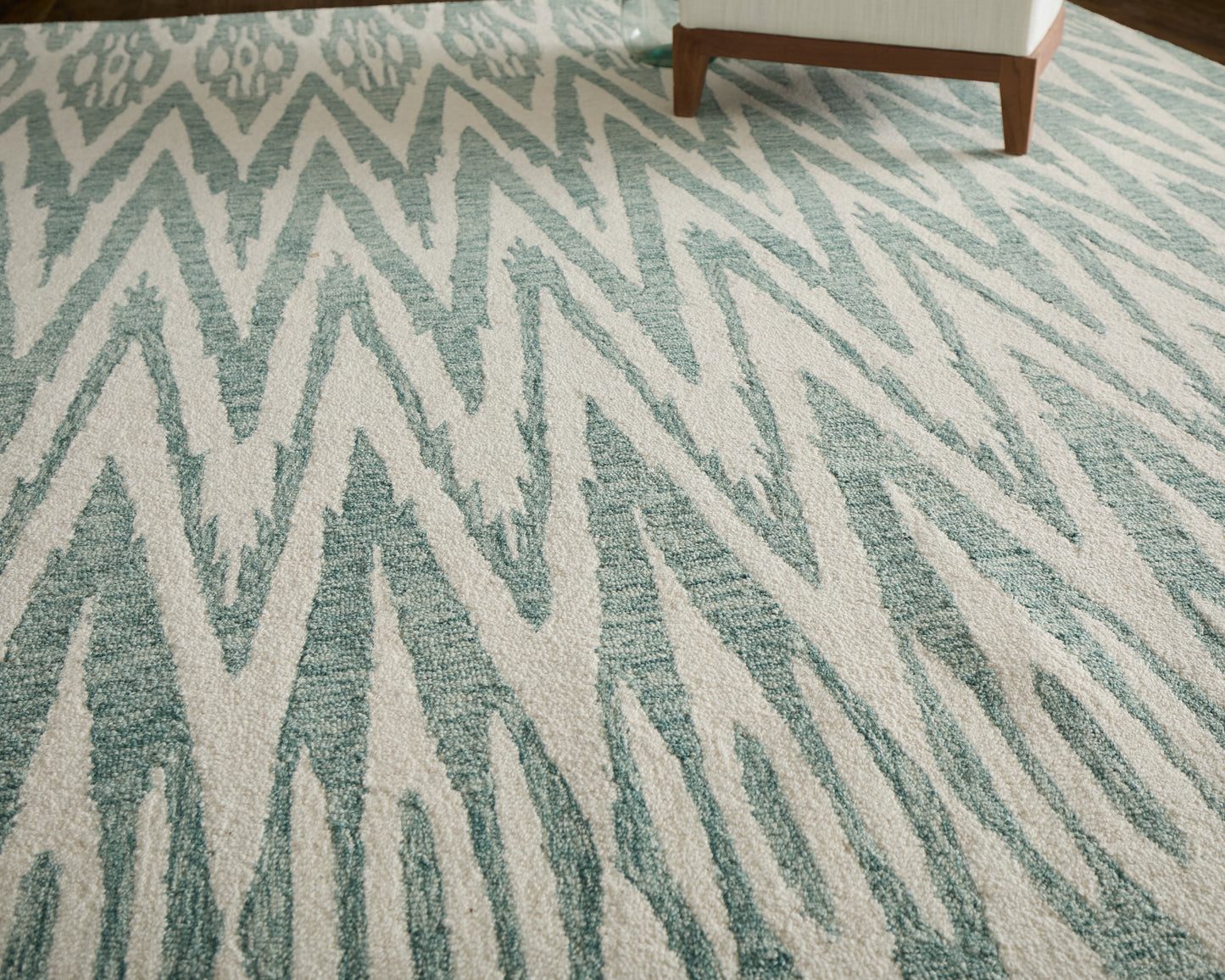 Wallace Modern/Bohemian & Eclectic/Global Chevron/Geometric Blue/White - Feizy Rug