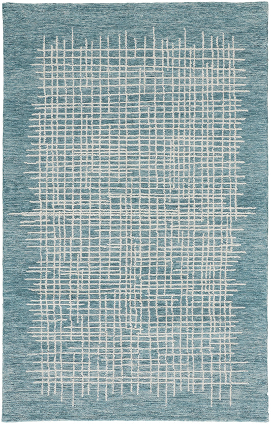 Maddox Transitional/Casual Abstract Blue/Green/Ivory - Feizy Rug