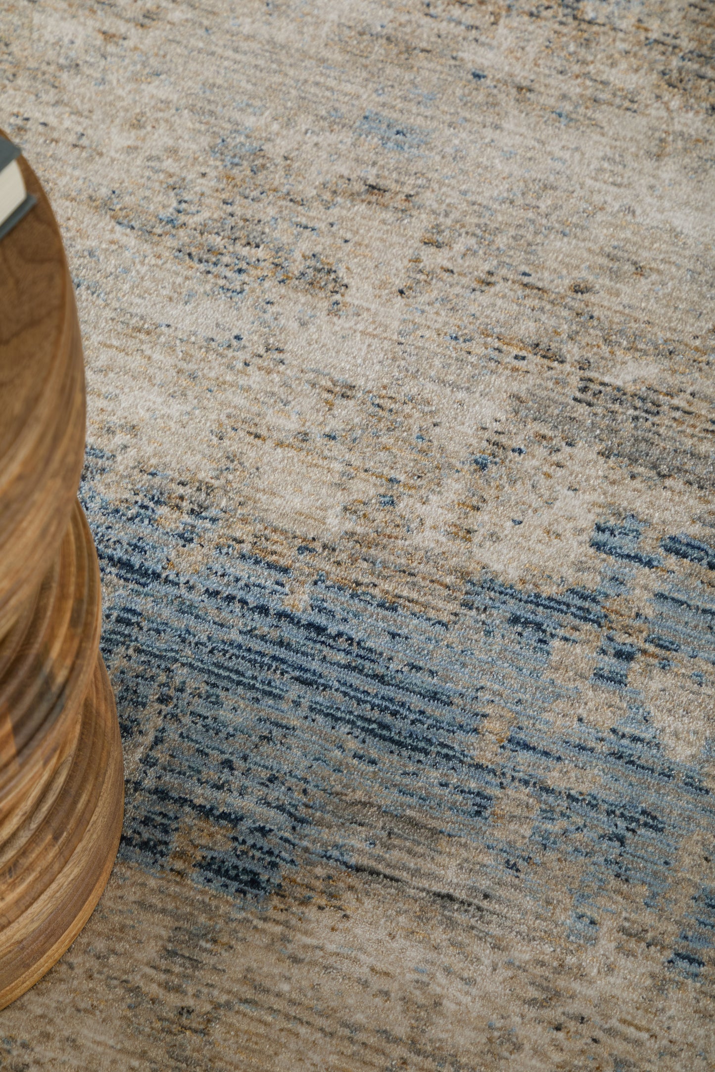 Sonora Modern/Industrial Abstract/Distressed Taupe/Ivory/Blue - Feizy Rug