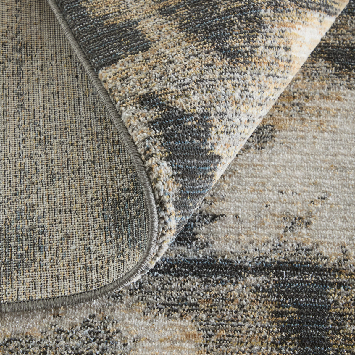Greenwich Modern Geometric/Abstract/Distressed Black/Ivory/Blue - Feizy Rug