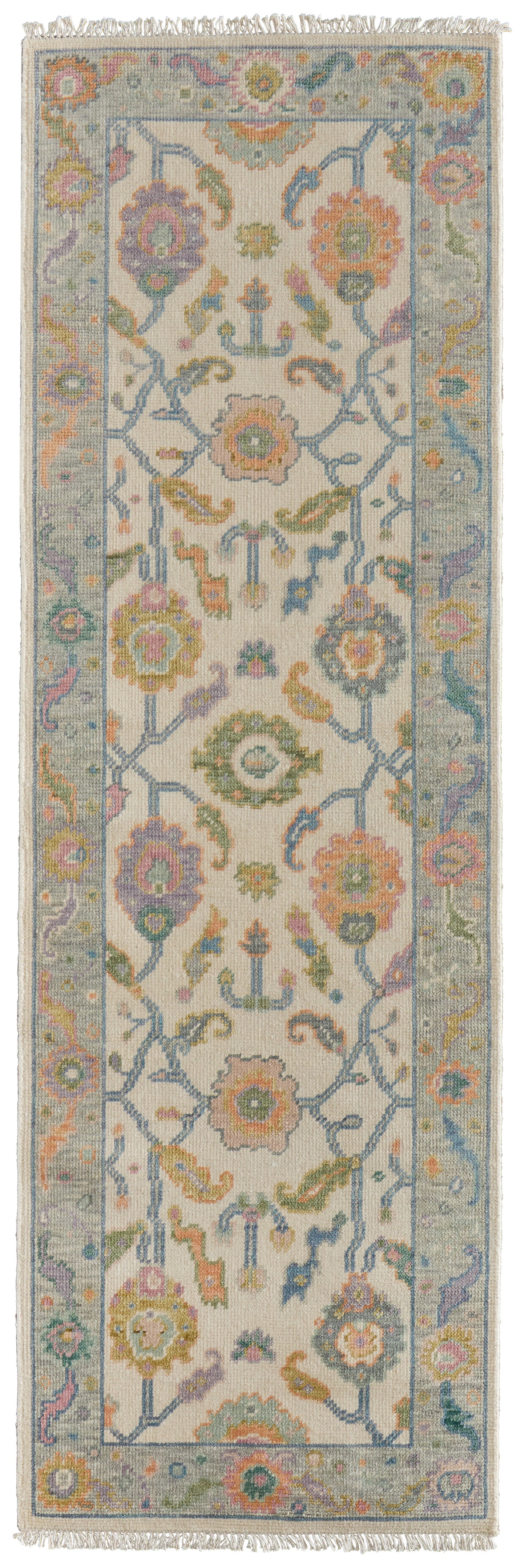 Karina Transitional/Bohemian & Eclectic/Craftsman Floral & Botanical/Bordered/Medallion Ivory/Orange/Blue - Feizy Rug