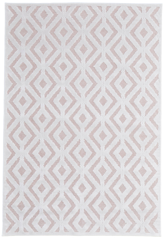 Saphir Mira Modern/Farmhouse/Scandinavian Solid/Diamond/Geometric Pink/White - Feizy Rug