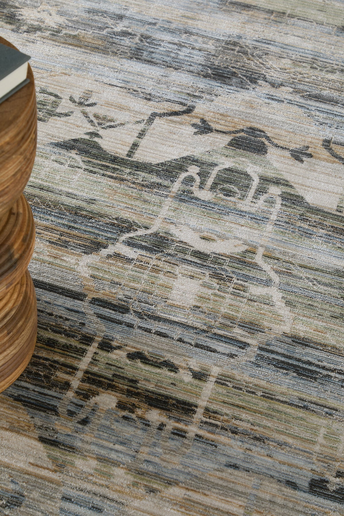 Augustine Traditional/Classic/Vintage Medallion/Bordered/Distressed Green/Blue/Ivory - Feizy Rug