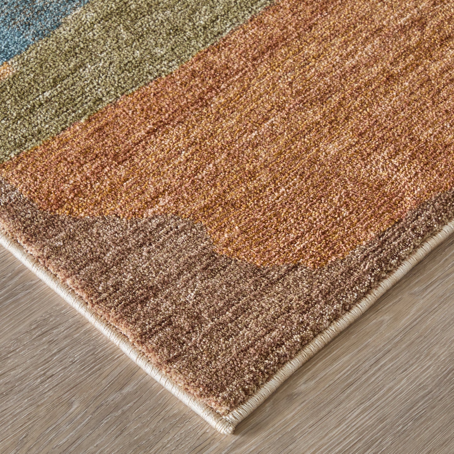 Pearson Modern Abstract/Color Block Blue/Ivory/Orange - Feizy Rug
