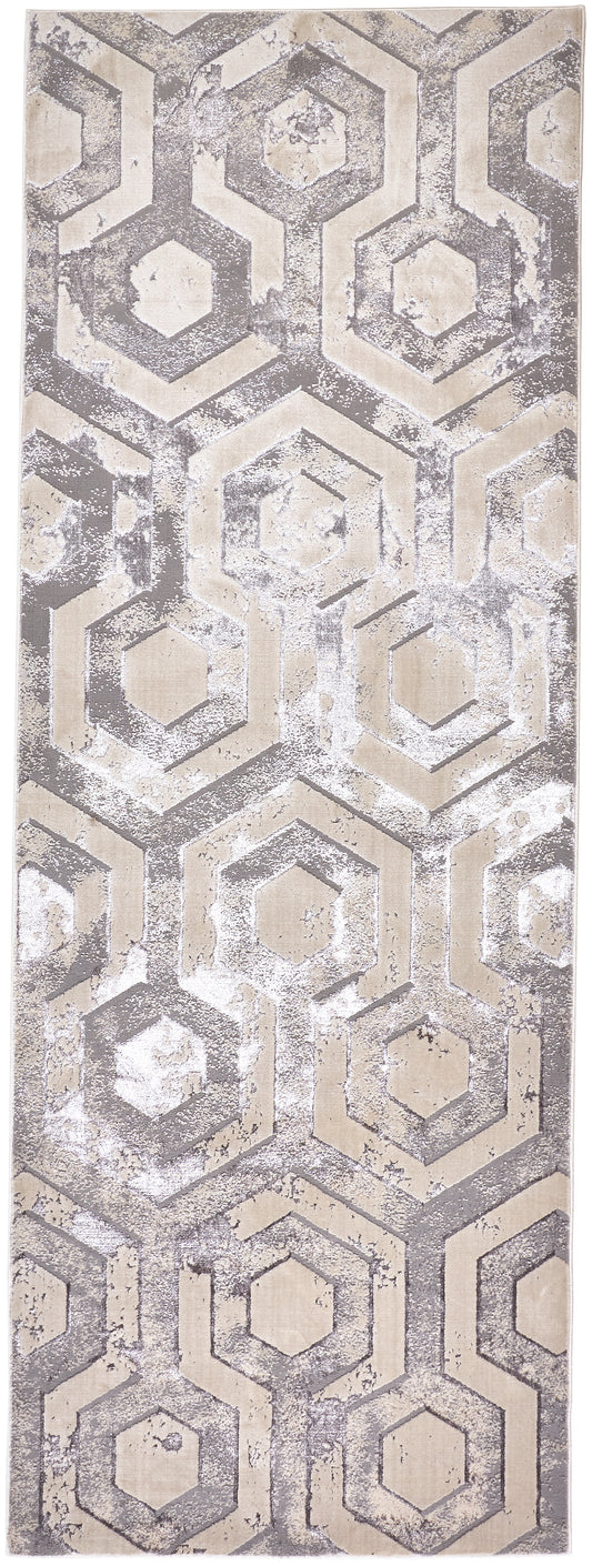 Micah Modern/Luxury & Glam/Industrial Gray/Taupe/Silver Runner  Feizy Rugs Small Parcel,Feizy Rugs,Micah,Gray/Taupe/Silver,2'10" x 7'10",Runner,Polyester/Polypropylene,Modern/Luxury & Glam/Industrial,Turkey