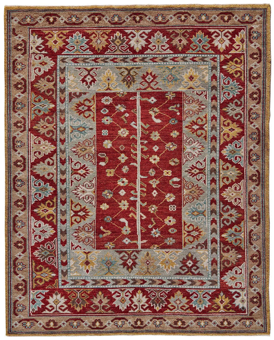 Piraj Traditional/Classic/Vintage Bordered/Persian/Oriental Red/Blue/Brown - Feizy Rug