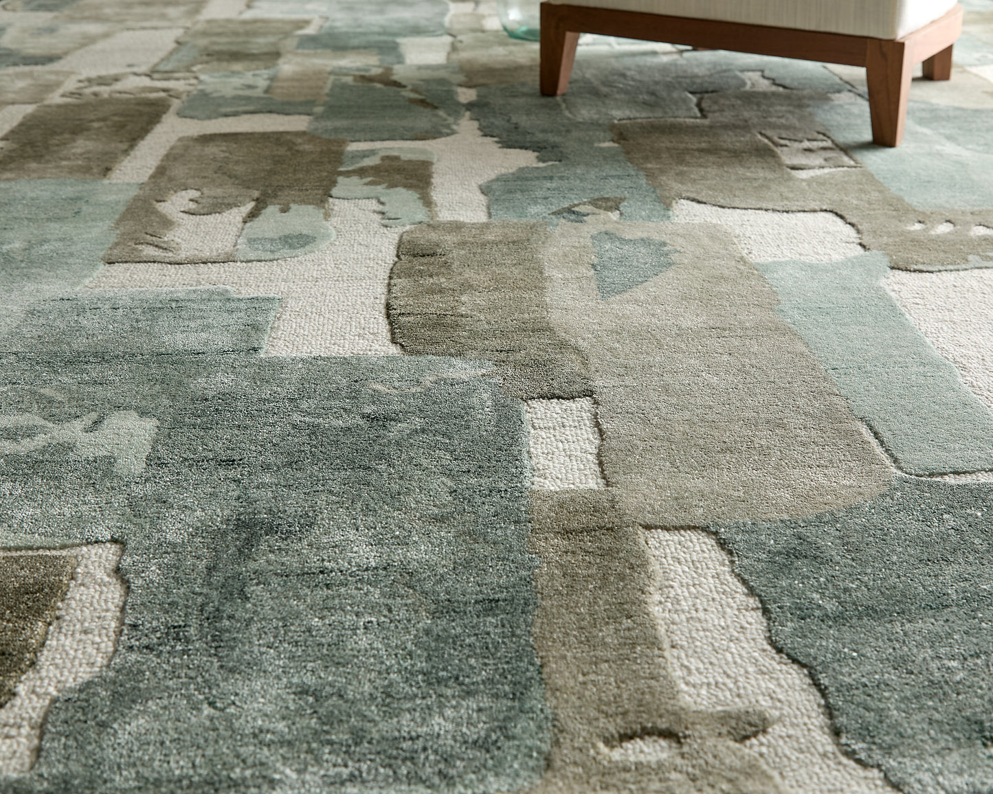 Kendall Modern/Bohemian & Eclectic Abstract/Watercolor Green/Brown/Ivory - Feizy Rug