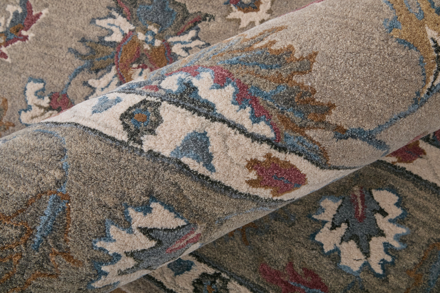 Rylan Transitional/Vintage/Casual Ivory/Taupe/Blue Area Rug