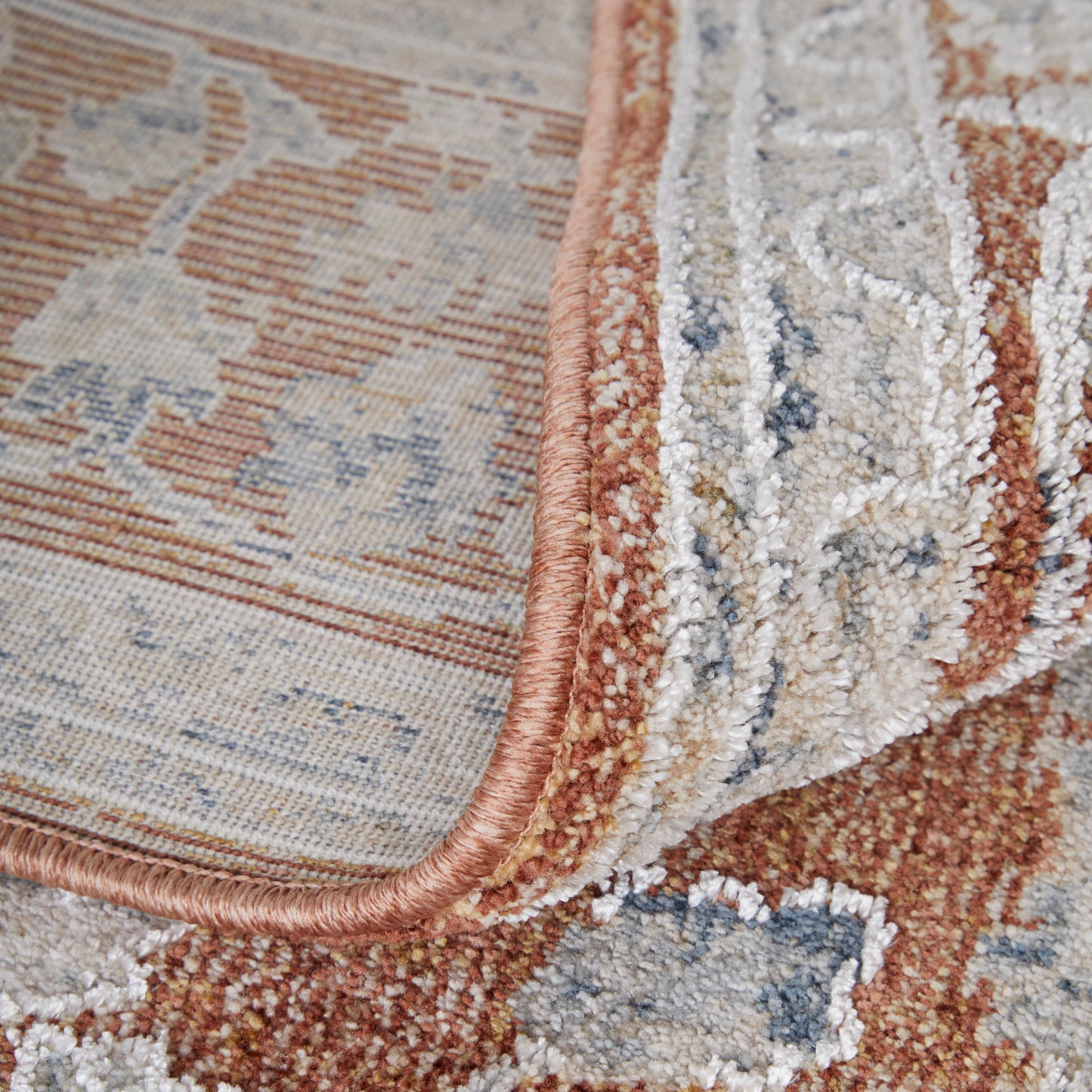 Pasha Transitional/Bohemian & Eclectic/Cottage Red/Ivory/Blue Area Rug