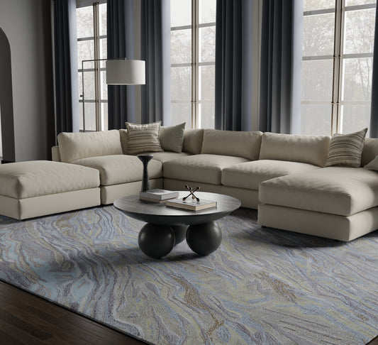 Kawai Modern/Bohemian & Eclectic/Nautical & Coastal Blue/Green/Gray Accent Rug