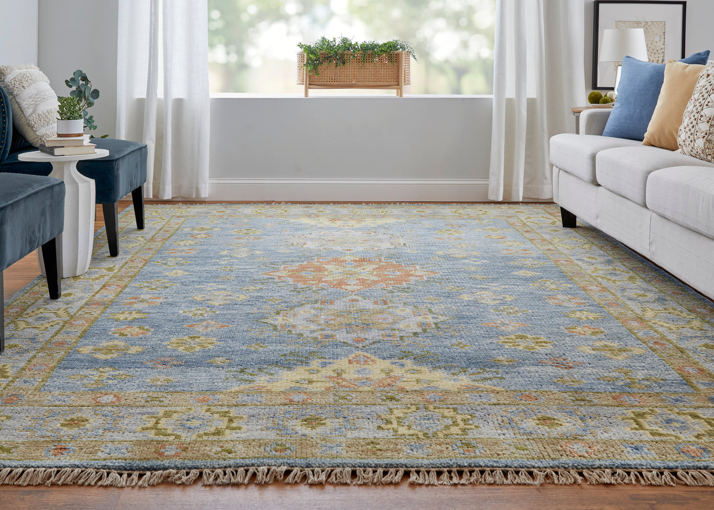 Fillmore Transitional/Bohemian & Eclectic/Craftsman Blue/Green/Yellow Accent Rug