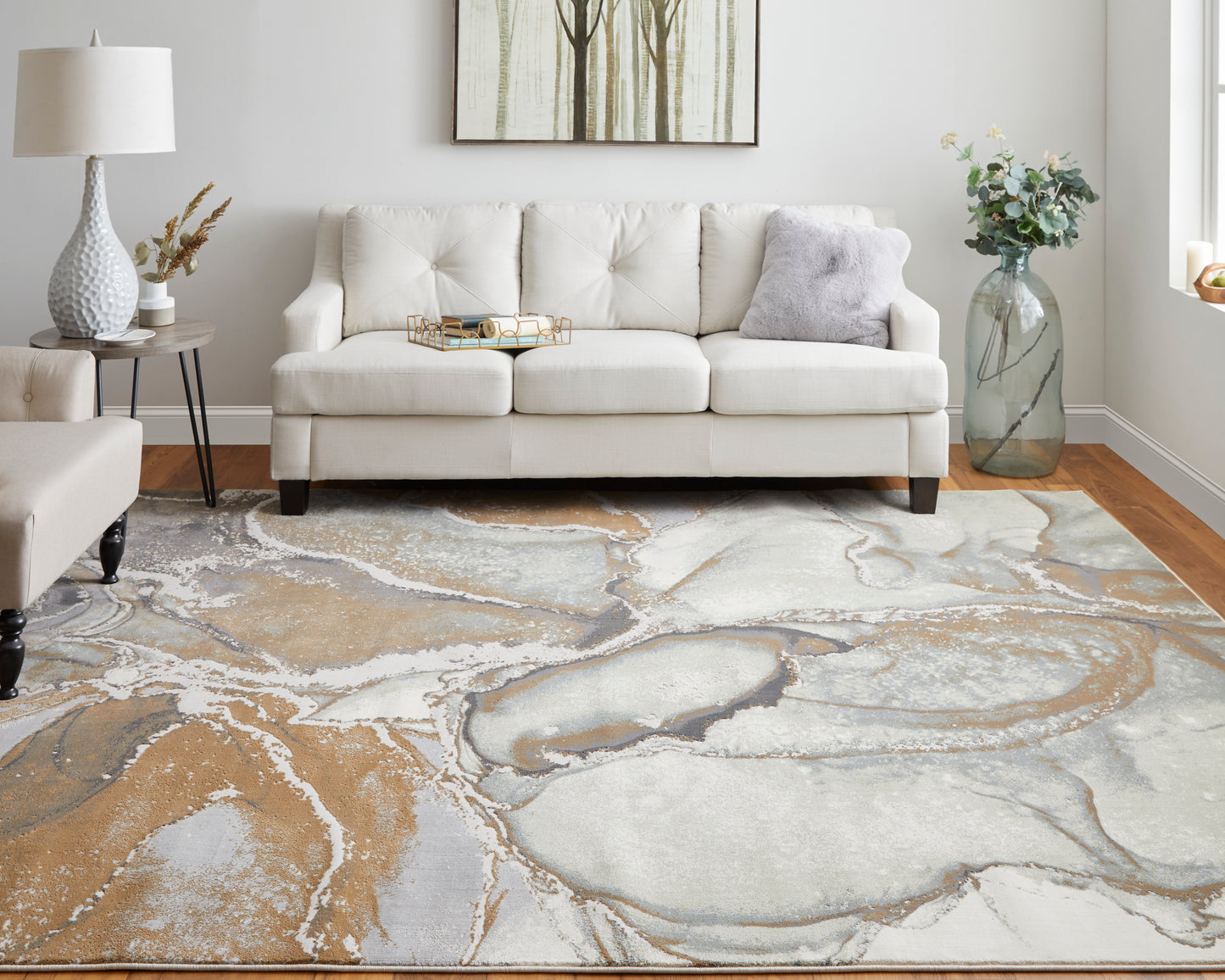 Clio Modern/Industrial/Casual Gray/Brown Accent Rug