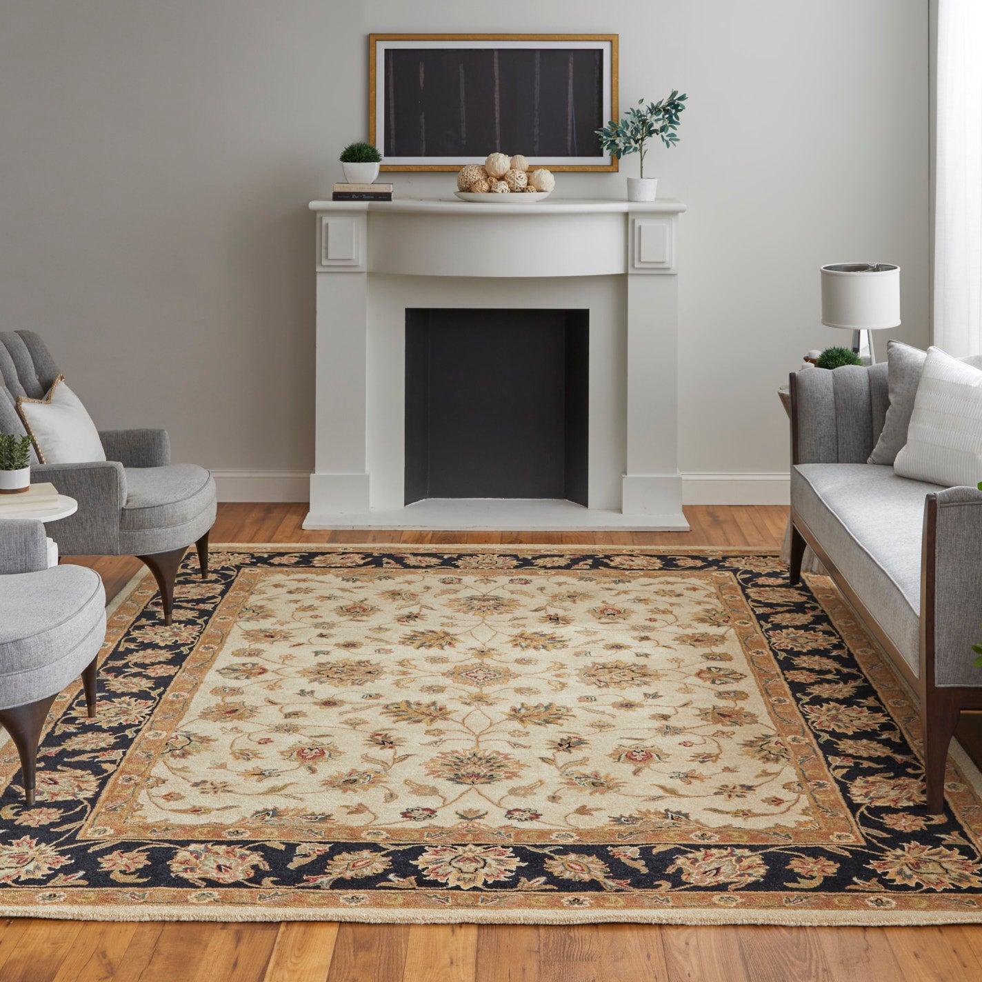 Wagner Traditional/Classic/Vintage Oriental/Persian/Bordered Tan/Brown/Black - Feizy Rug