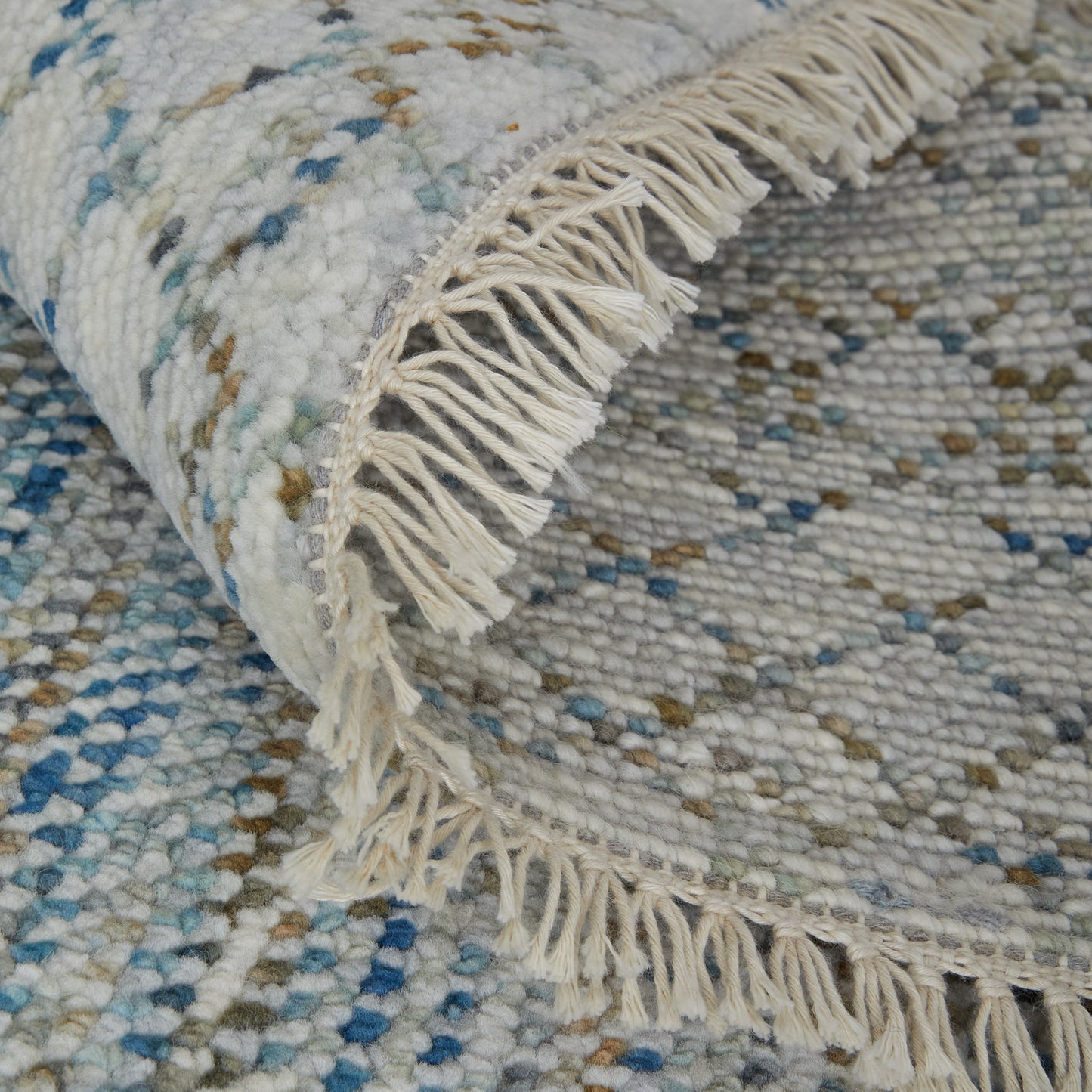 Branson Transitional/Casual/Scandinavian Solid/Geometric Blue/Ivory/Brown - Feizy Rug