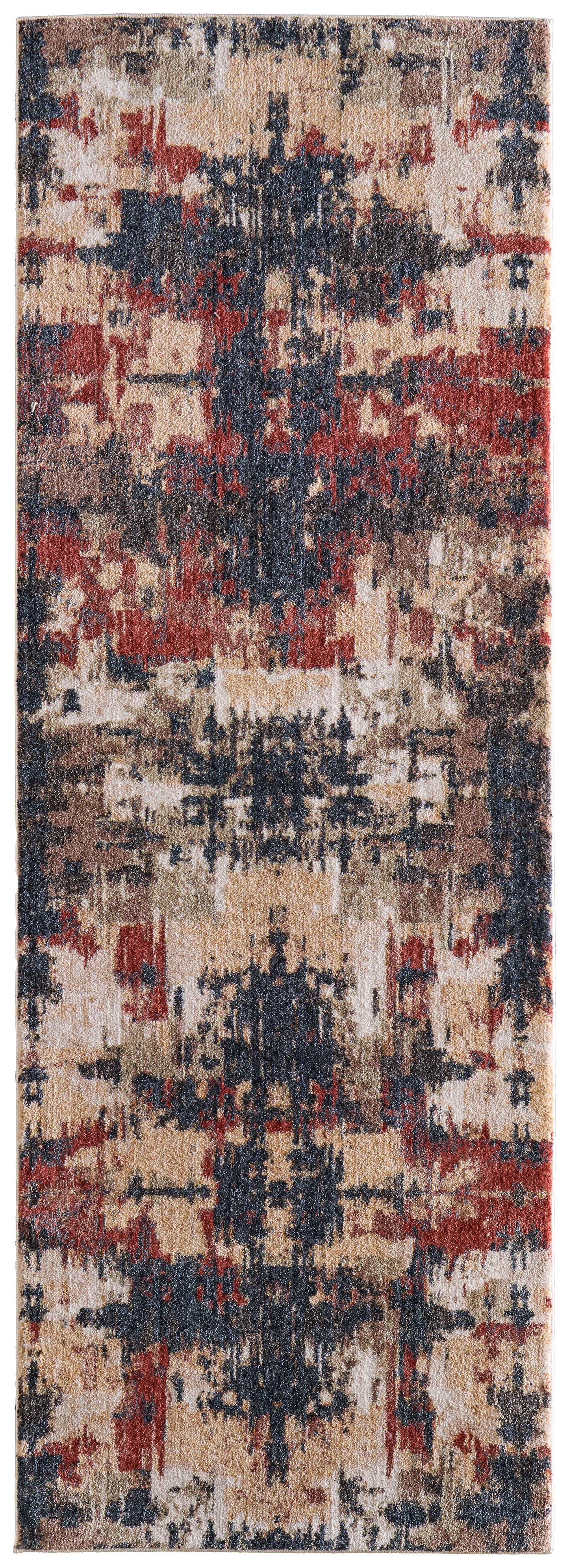 Pearson Modern/Industrial Abstract/Color Block/Distressed Blue/Red/Tan - Feizy Rug