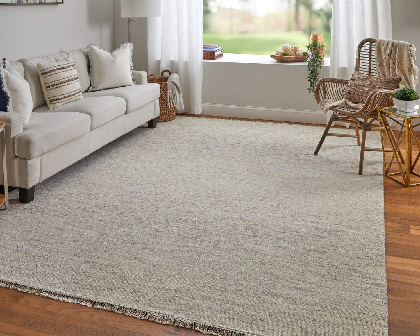 Branson Transitional/Casual/Scandinavian Solid/Geometric Ivory/Pink/Gray - Feizy Rug