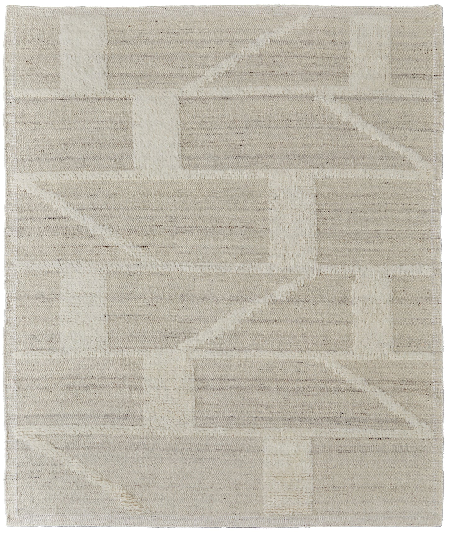 Ashby Transitional/Farmhouse/Casual Geometric/Solid Tan/Ivory - Feizy Rug