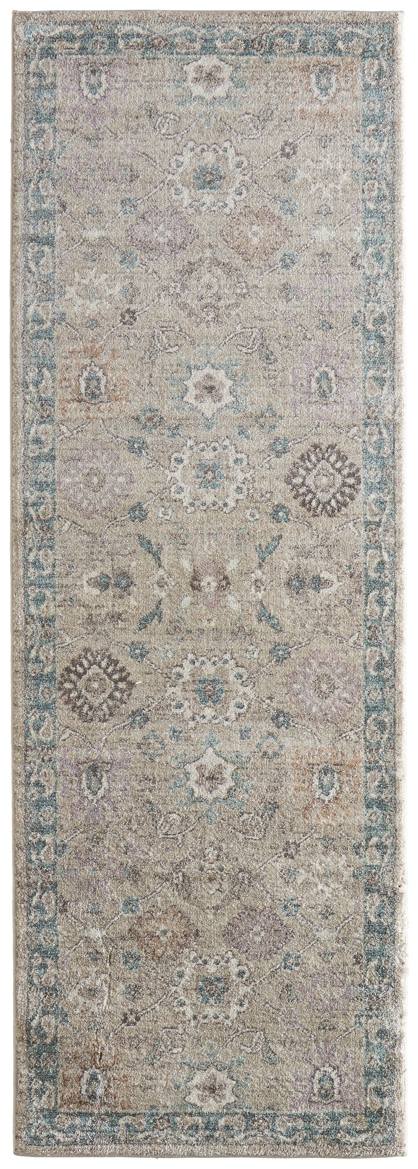 Dartmouth Transitional/Bohemian & Eclectic/Casual Floral & Botanical/Medallion/Distressed Gray/Blue/Taupe - Feizy Rug