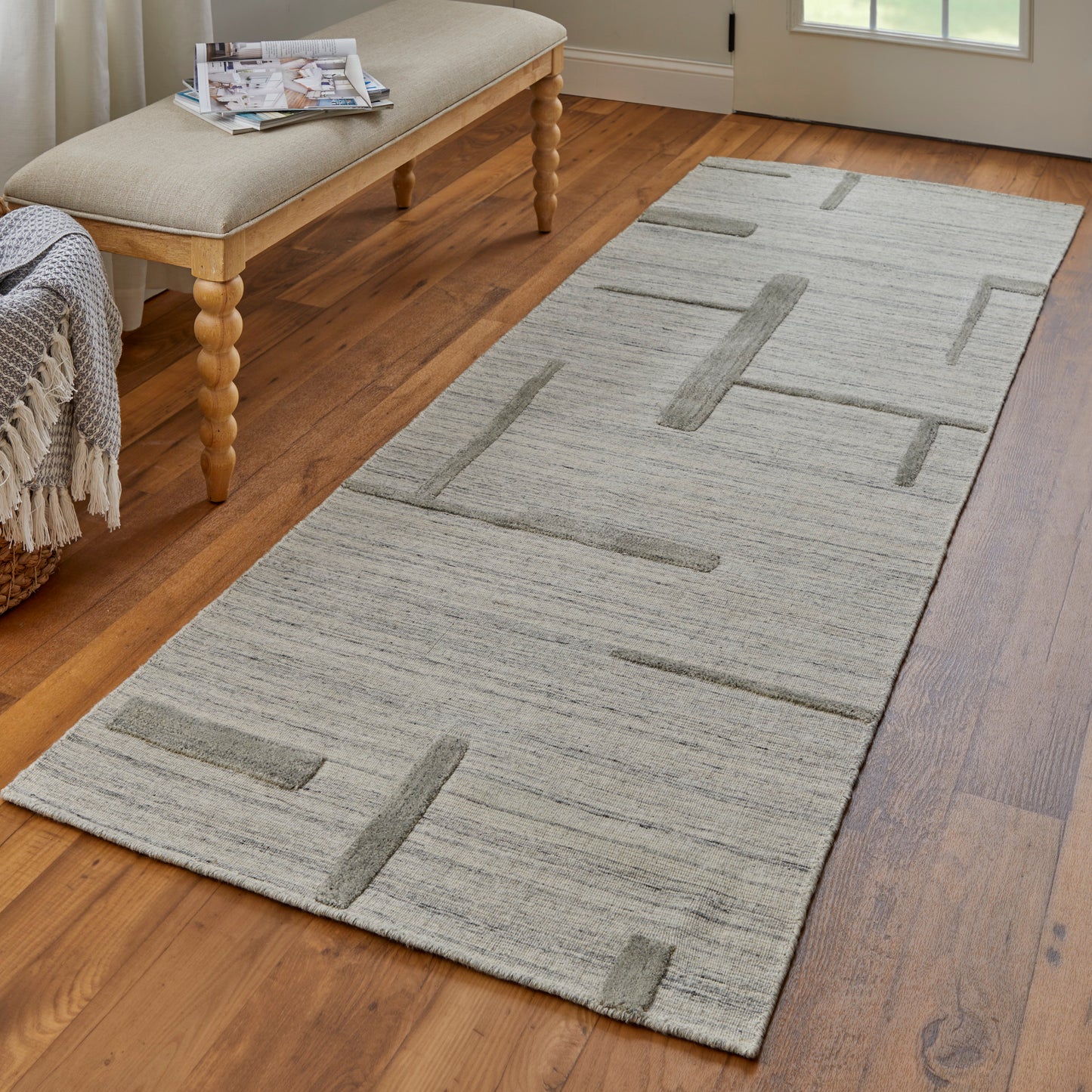 Longridge Modern/Casual/Scandinavian Geometric Ivory/Tan - Feizy Rug