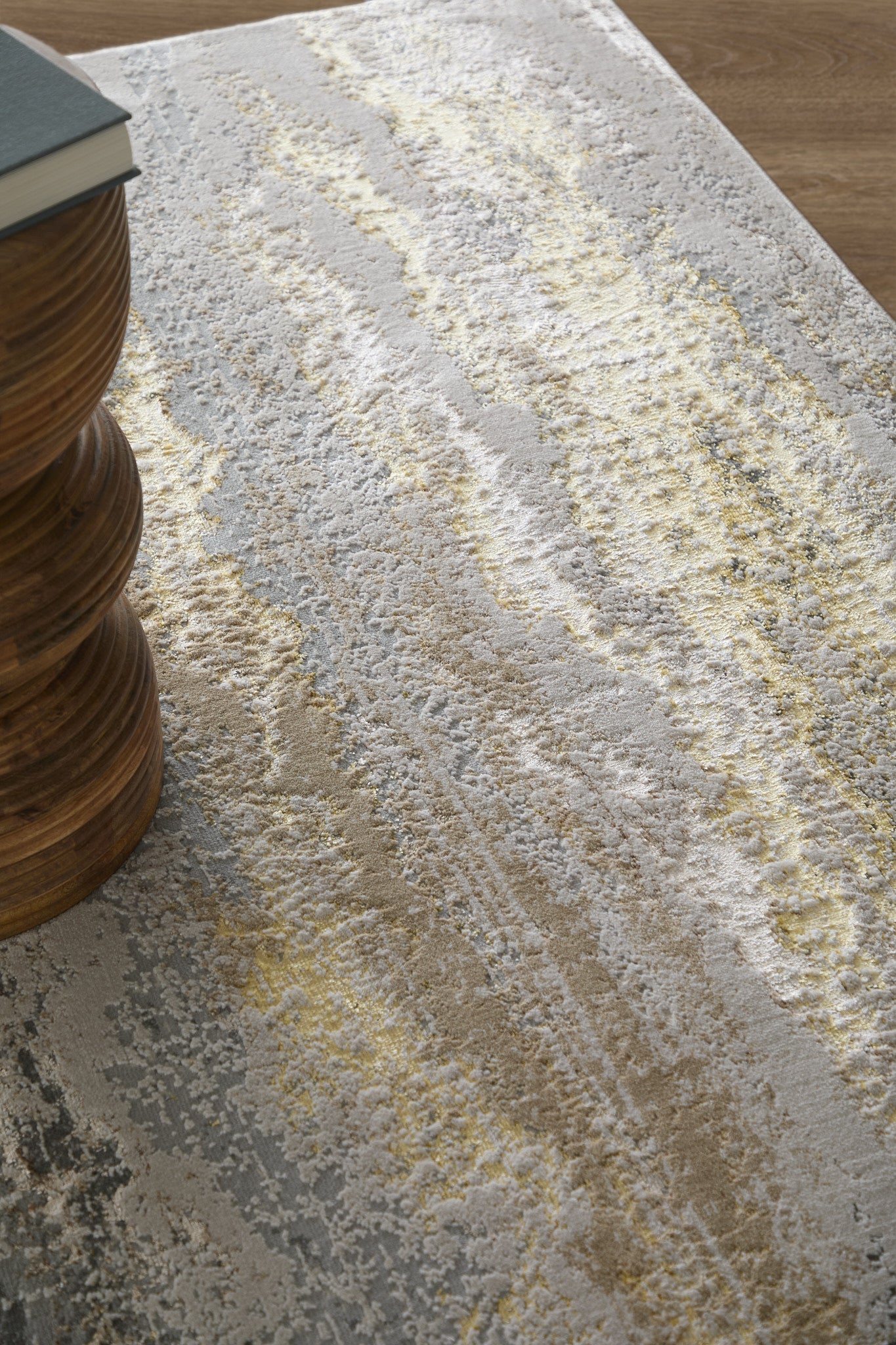 Aura Modern/Industrial Abstract/Gradient & Ombre Gold/Gray/Ivory - Feizy Rug