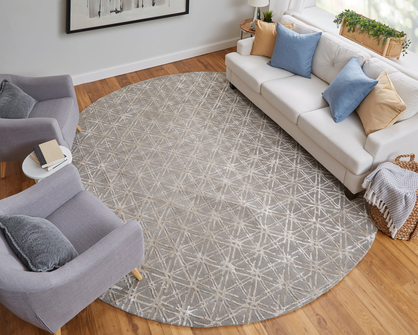 Manoa Transitional/Mid-Century Modern Geometric Gray/Silver - Feizy Rug