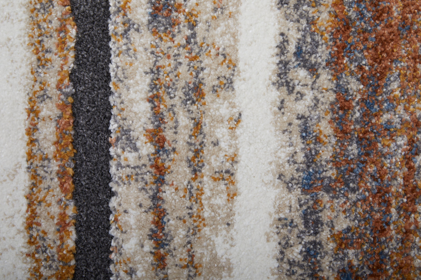 Gilmore Modern/Global Stripes Ivory/Orange/Gray - Feizy Rug
