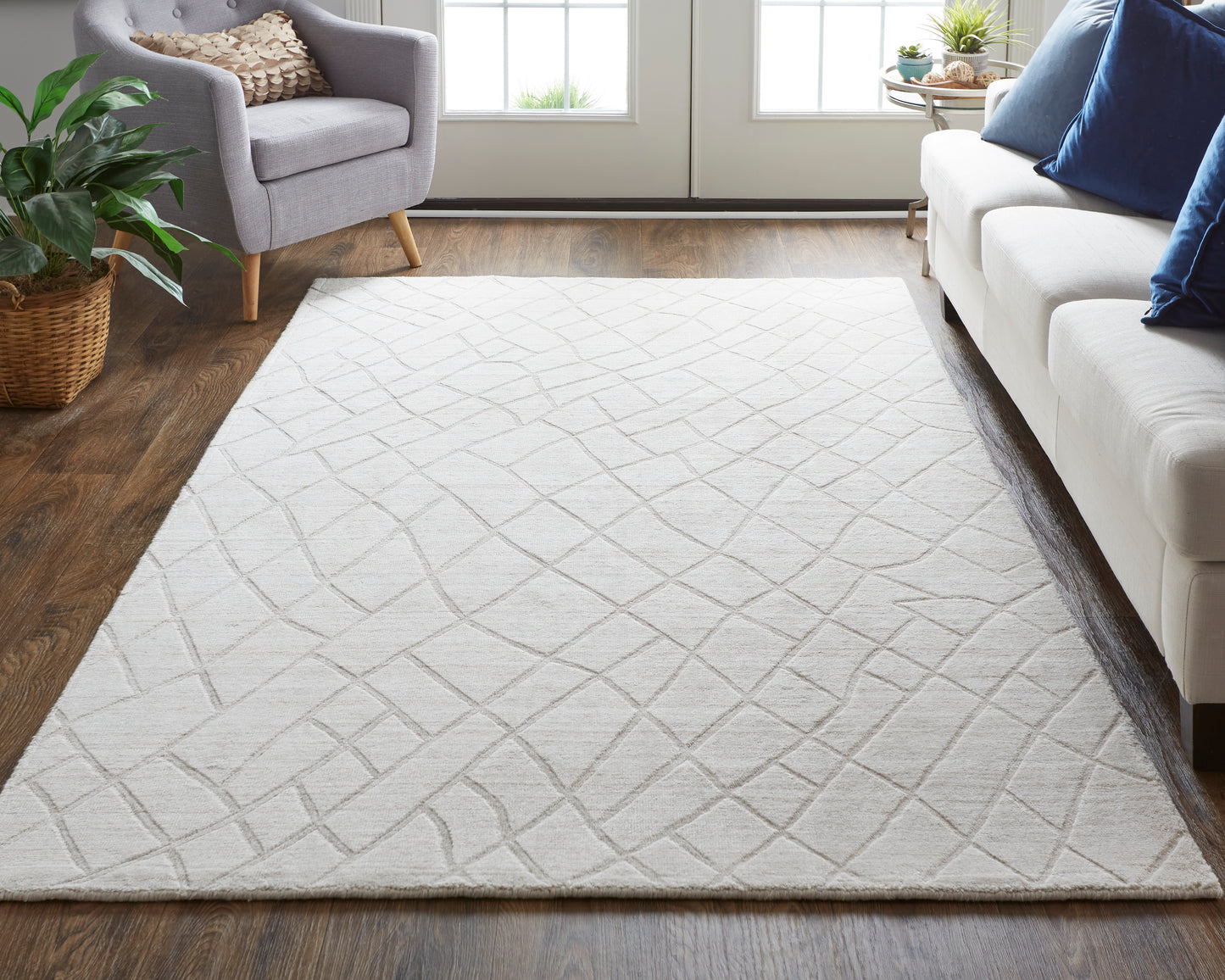Redford Transitional/Casual/Farmhouse Ivory/Gray Area Rug