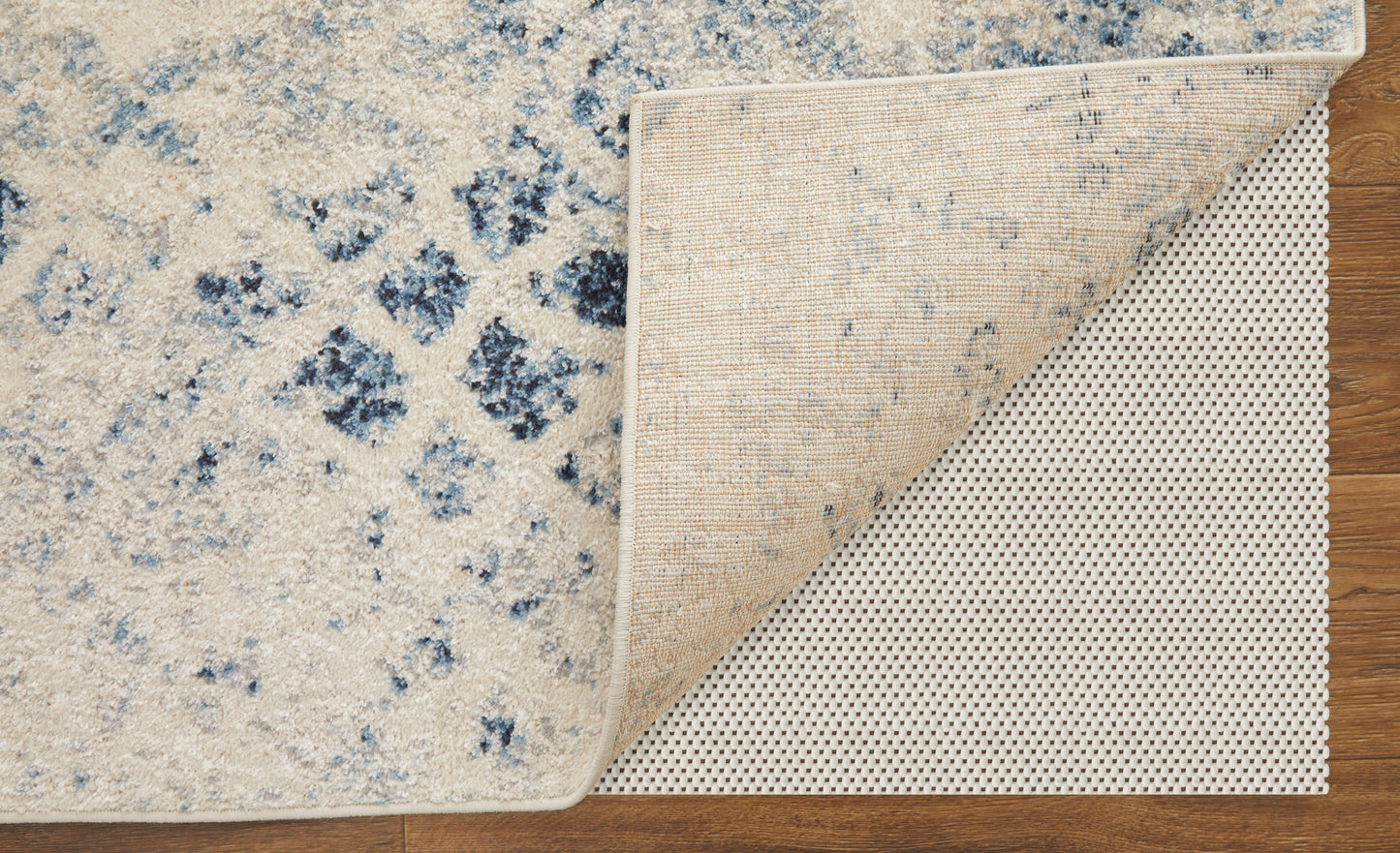 Camellia Transitional/Casual Abstract/Trellis & Lattice/Distressed Ivory/Blue - Feizy Rug