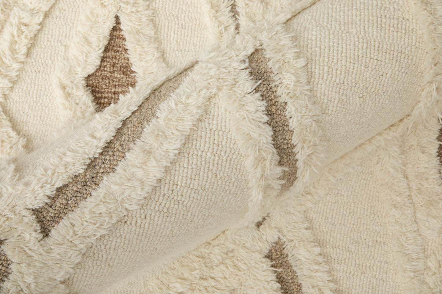 Anica Transitional/Moroccan/Casual Geometric/Diamond/Abstract Ivory/Taupe/Brown - Feizy Rug