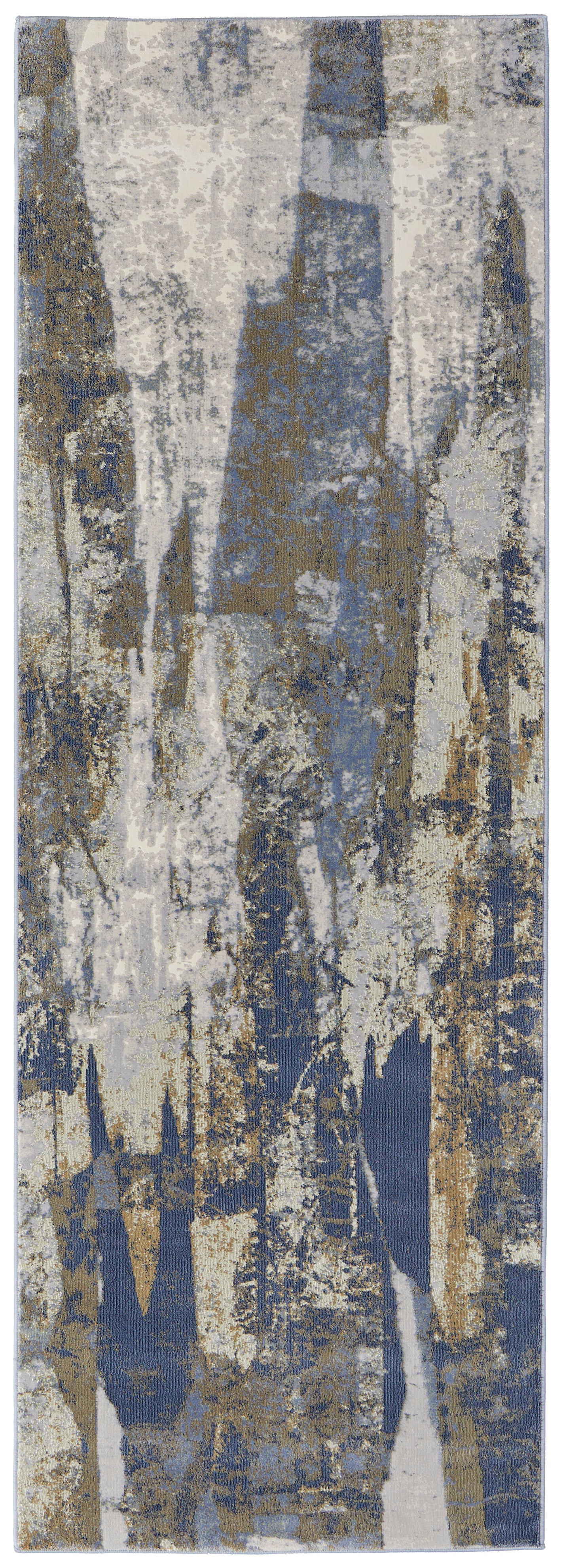 Clio Modern/Casual/Luxury & Glam Abstract/Distressed Blue/Gray/Tan - Feizy Rug