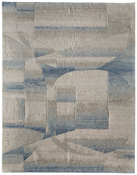 Jaxson Modern/Industrial/Bohemian & Eclectic Blue/Ivory/Gray Accent Rug