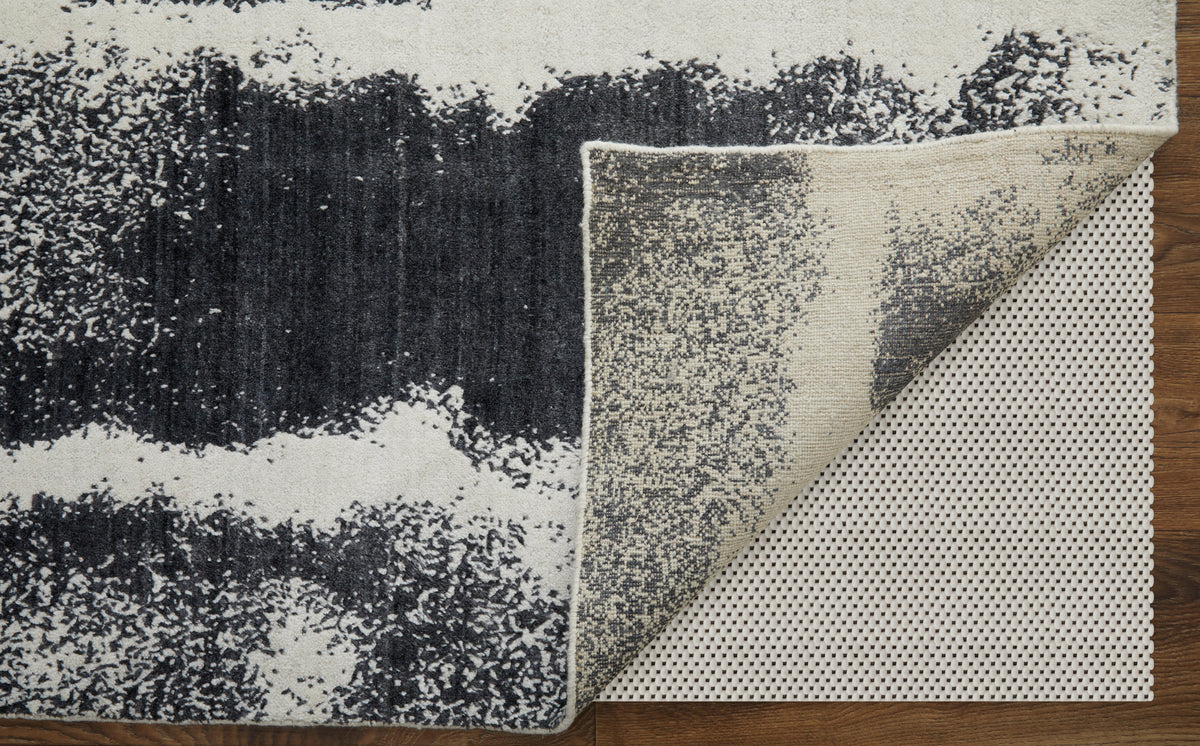 Coda Modern/Industrial/Global Abstract/Watercolor Black/White 8930 - Feizy Rug