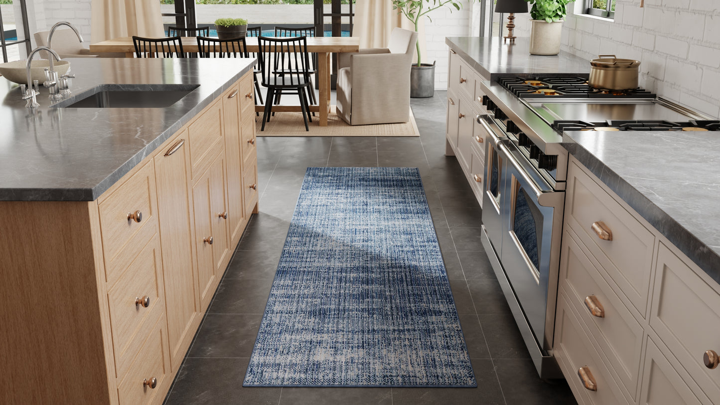 Deja Modern/Casual Solid Blue/Silver - Feizy Rug