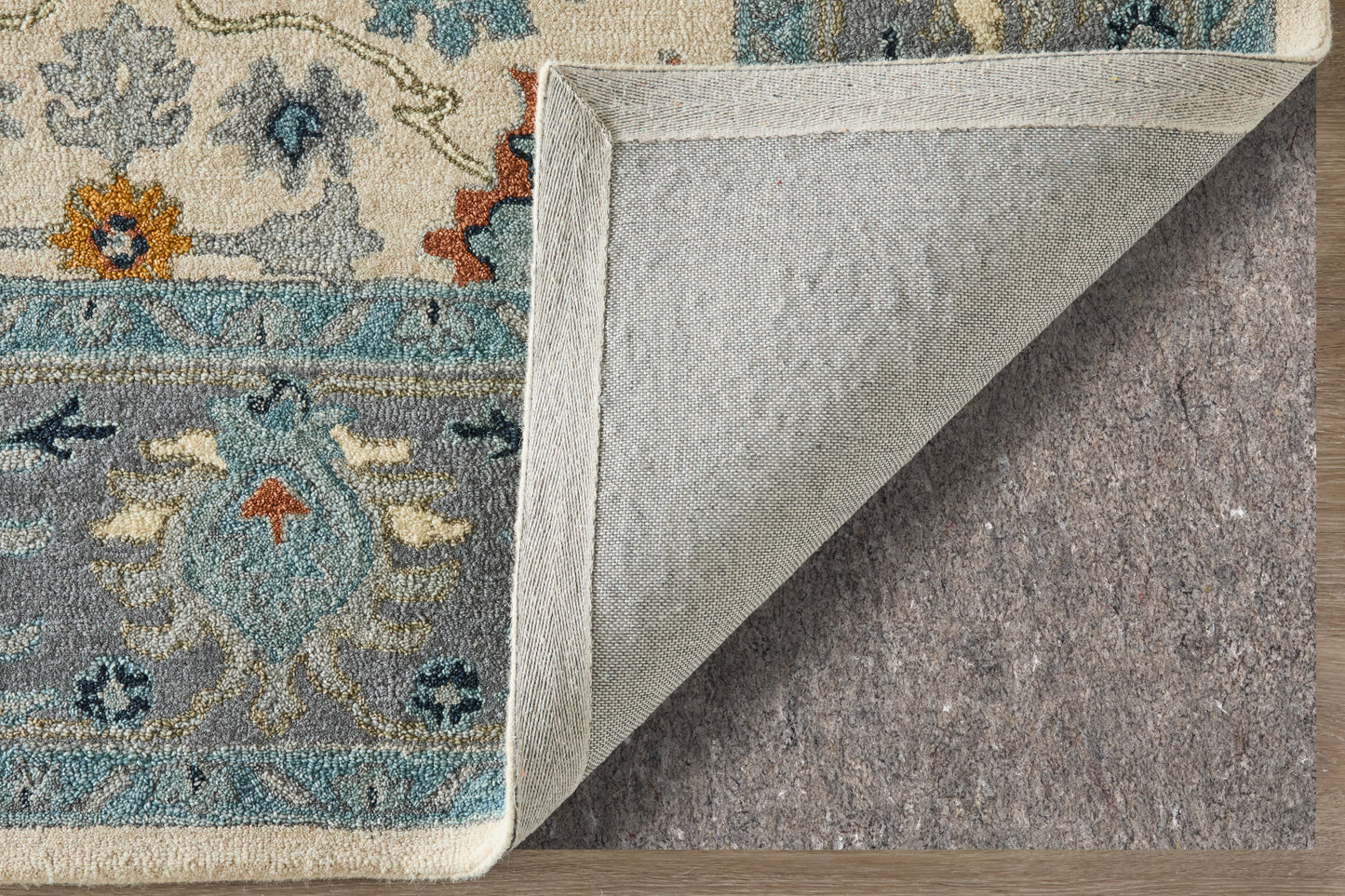 Springfield Traditional Floral & Botanical/Bordered Blue/Gray/Ivory - Feizy Rug