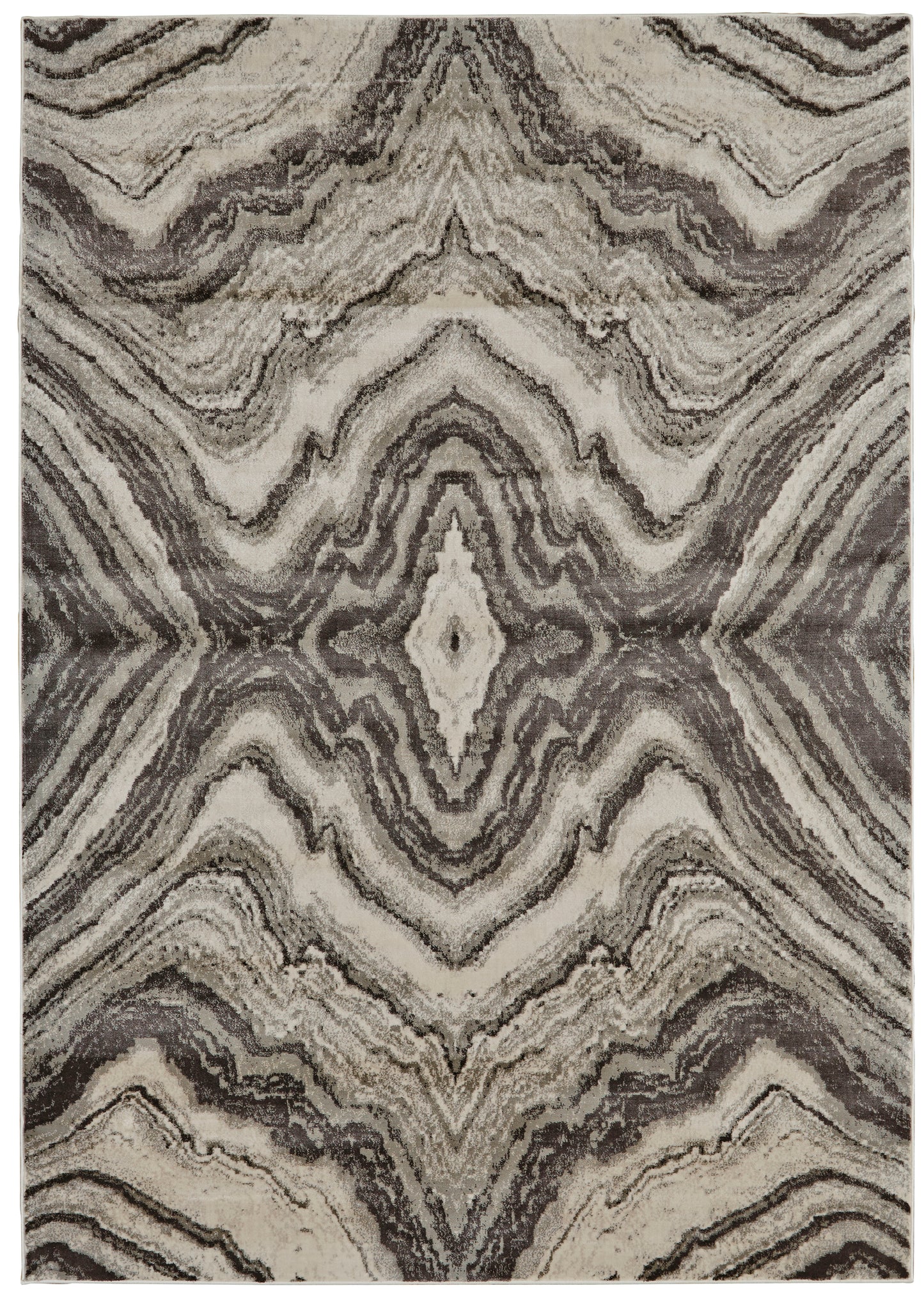 Katari Transitional/Casual Abstract/Geometric Gray/Ivory/Tan - Feizy Rug